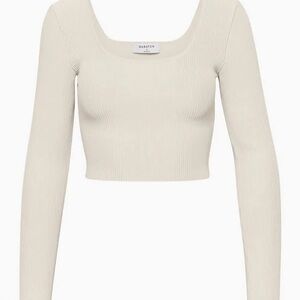 Babaton Ivory Ribbed Crop Top